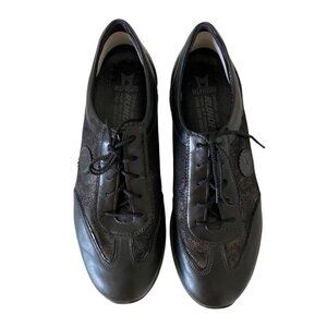 Mephisto Yael Black Leather Suede Trainers Comfort Shoes Women's EU 8 1/2  US 11